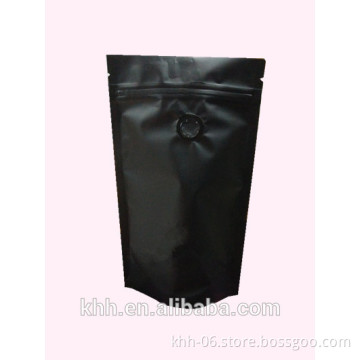 High quality matt black stand up ziplock coffee bag with valve